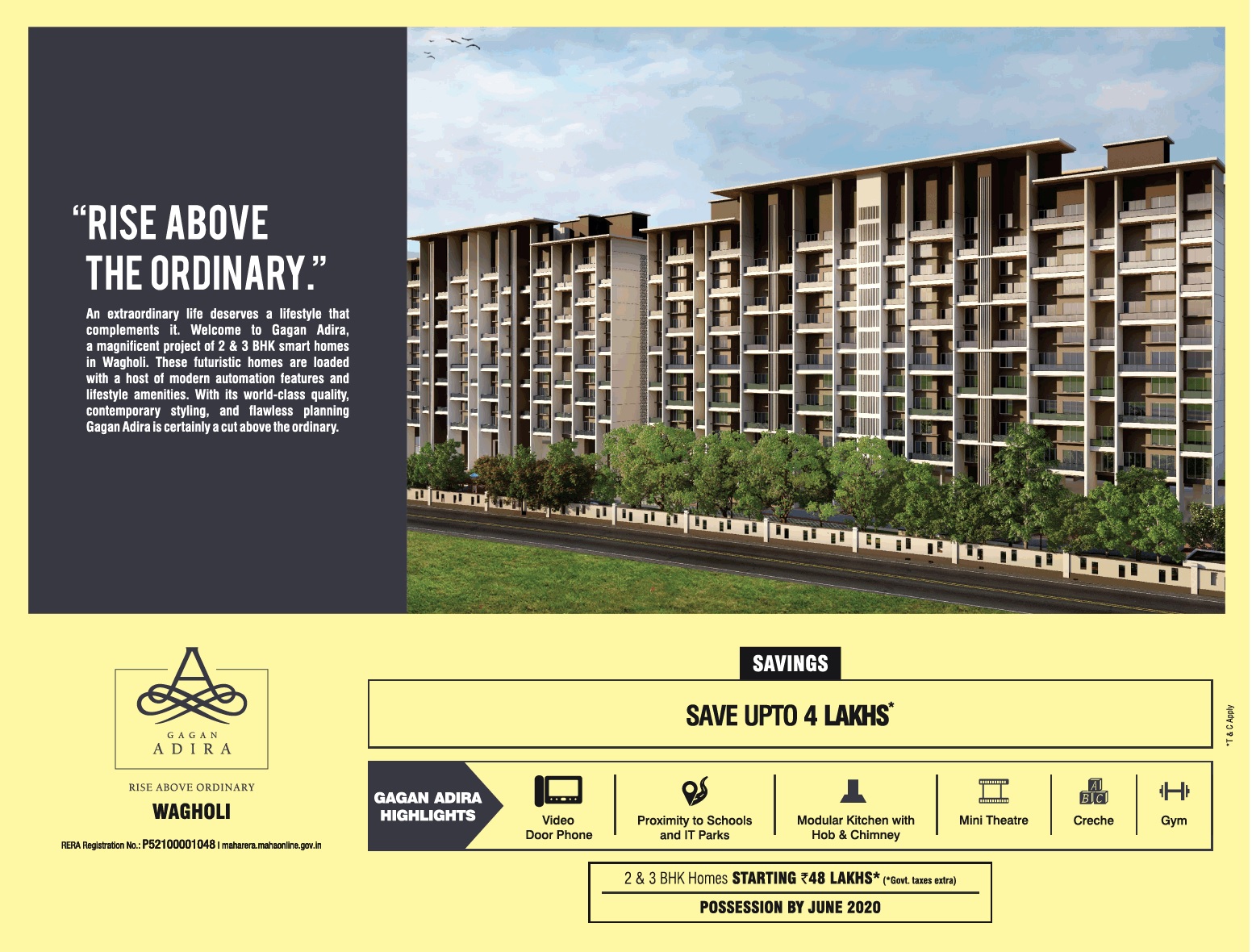 Book 2 & 3 bhk homes starting at Rs. 48 lakhs at Gagan Adira in Pune Update